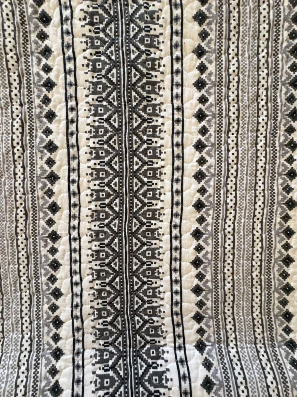 Quilt Boho Southwestern Geometric Tribal Aztec Style Solid Gray Back Full/Queen